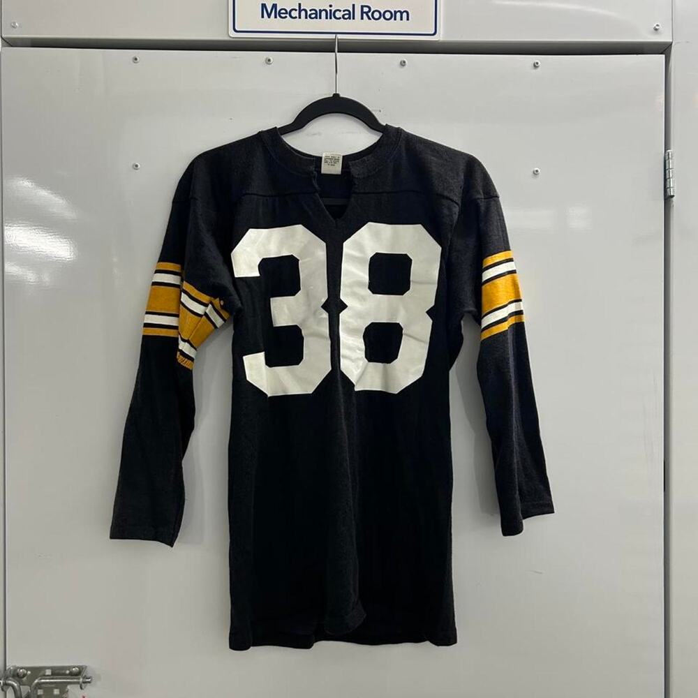 VTG 60s/70s Black/Yellow jersey with white number 38